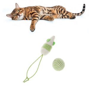 Комплет памучен глушец и топка - играчка за мачка